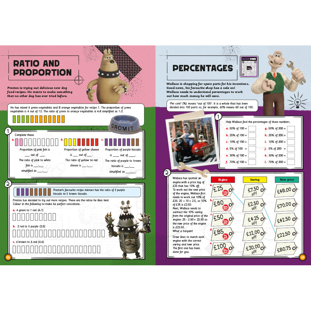 Wallace & Gromit Fun Learning Maths Workbook 9-11 yrs (series 2) set of 10