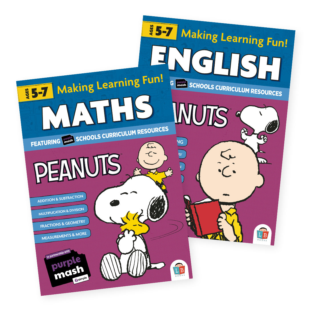 Peanuts English & Peanuts Maths Fun Learning Workbook Bundle 5-7yrs (Series 3)